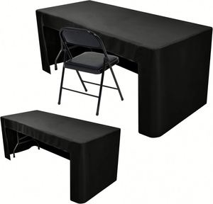 Fitted Black Tablecloth 4 Foot Open Back Wrinkle Free Banquet Use Trade Craft Show Events Vendor Booth - Product Image 1