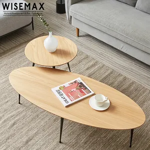 Hot selling modern wood coffee table size combination oval iron coffee tea table for living room