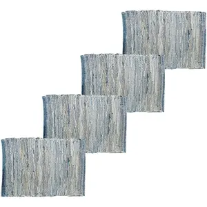 Napperons tissés en corde de coton réutilisables et élégants modernes Paramètres de table en papier coréen imperméables durables et jetables pour les mariages - Product Image 1