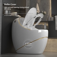 Nouvelle toilette monobloc en céramique, forme œuf, à siphon, à évacuation en S, écologique, facile à nettoyer, idéale pour les petits appartements et les gîtes.