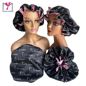 Bonnet de nuit africain surdimensionné en satin, élastique, à dégradé laser, rond et doux, pour protéger les cheveux - Product Image 3