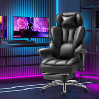 Chaise de bureau ergonomique en cuir gris clair, inclinable, réglable et confortable, pour la maison, la salle à manger, le cybercafé