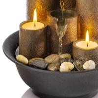 Fontaine de table avec 3 bougies, Mini cascade pour les espaces intérieurs, fonction d'eau de Relaxation