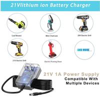 Chargeur de batterie au lithium 21V 1A pour mini-tronçonneuses et outils électriques Aker/Saker/Seyvum/O-Conn/Jujubean/DINSHARE/VTEK 20V avec indicateur LED.