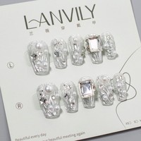 RONIKI Faux Ongles à Presser Prêts à l'Emploi, Installation Facile, Réutilisables, Ongles en Gel Adhésifs, Sans Lampe UV, Fournitures de Manucure DIY à Domicile