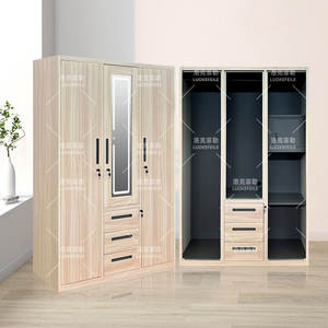 <span class=keywords><strong>Armoire</strong></span> 3 portes battantes en verre avec miroir éclairé, impression personnalisée, structure en acier, finition grain de bois, conception KD, rangement pour chambre à coucher - Product Image 3