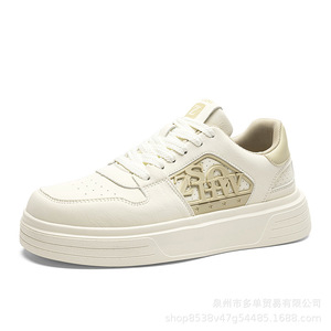 Chaussures de marche blanches pour hommes, sportives, à lacets, antidérapantes, avec amorti, tendance printemps - Product Image 6