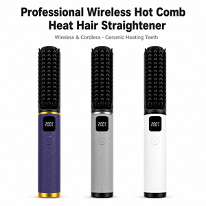 Electric Cordless Hair Straightening Brush With 4 Temperature Settings-Gift For Women Birthday Smooth Styling Tool