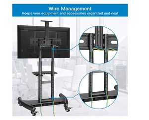 Soporte de <span class=keywords><strong>TV</strong></span> Portátil con Ruedas, Ajustable, para <span class=keywords><strong>TV</strong></span> de Pantalla Alta, Soporte de <span class=keywords><strong>TV</strong></span> sobre Patas para Sala de Reuniones, Aula - Product Image 2