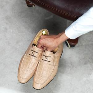 Chaussures Derby style londonien pour hommes Fermeture à lacets formelle en cuir véritable gaufré Léger Respirant - Product Image 6