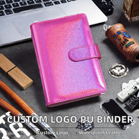 Carnet de notes A5 à couverture rigide en cuir PU à pois avec logo personnalisé, 6 anneaux, imperméable, organiseur, journal scolaire
