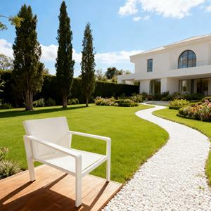 Sofá de aluminio tejido de malla de dos plazas de tamaño pequeño nórdico, juego de sofá para balcón y jardín al aire libre - Product Image 3