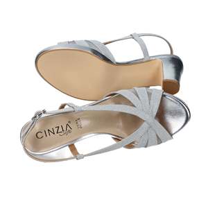 Sandali con Tacco Cinzia per Donna, Plateau Argento con Cinturino a T, Scarpe da Matrimonio - Product Image 6