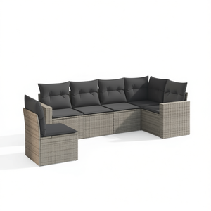 Ensemble de canapés de jardin en rotin gris 6 places, résistant aux intempéries, mobilier d'extérieur au design contemporain - Product Image 1