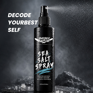 Spray capillaire au sel de mer pour hommes BARBERPASSION, certifié MSDS ISO GMP CPNP, pour usage en salon, idéal pour les coiffures de plage. - Product Image 1
