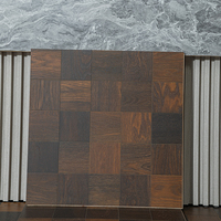 Parquet en teck brun foncé de qualité supérieure, multicouche, en damier, pour espace de vie
