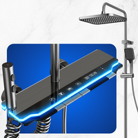 Ensemble de douche numérique chaud et froid en aluminium avec affichage LED, pommeau de douche pluie, lumière ambiante LED, design fin, vente directe usine en gros