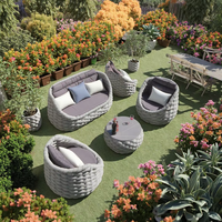Moderno aluminio 3 plazas Bali al aire libre sofá conjunto tejido a mano Cheslong para sala de estar o salón Patio muebles de Dubai