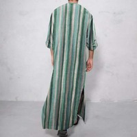 Nouvelle robe musulmane tendance, vêtements arabes modernes pour hommes, coupe ample et ajustée, manches courtes rayées, disponible en stock, Moyen-Orient.