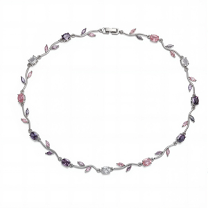 Gioielli di Lusso da <span class=keywords><strong>Donna</strong></span> in Ottone, <span class=keywords><strong>Bracciale</strong></span> <span class=keywords><strong>e</strong></span> <span class=keywords><strong>Collana</strong></span> a Tulipano con Catena Placcata Oro, Pietra Principale in Zircone - Product Image 3