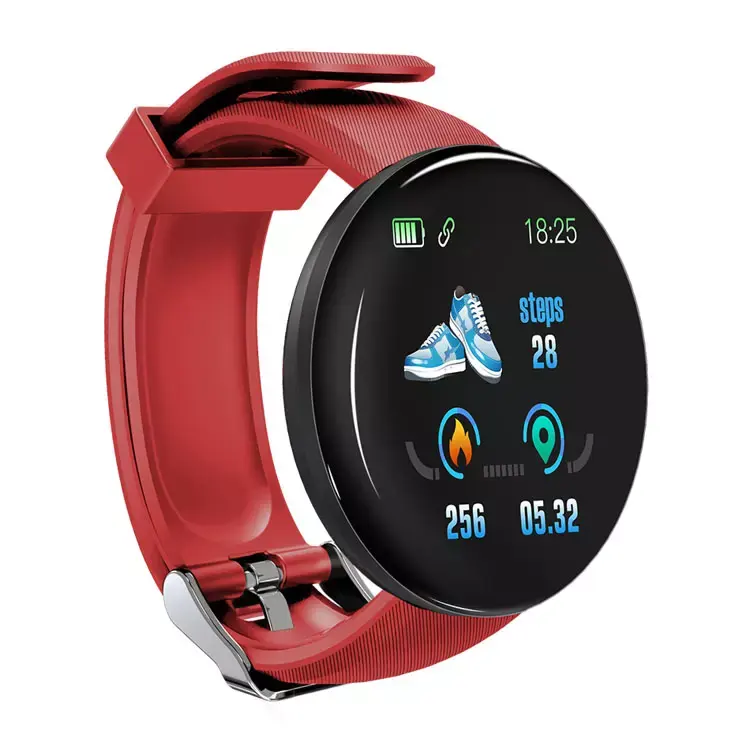 D18 Smartwatch Round screen 1.44 color screen Heart rate Blood pressure sleep pedometer Exercise fitness silicone smartwatch