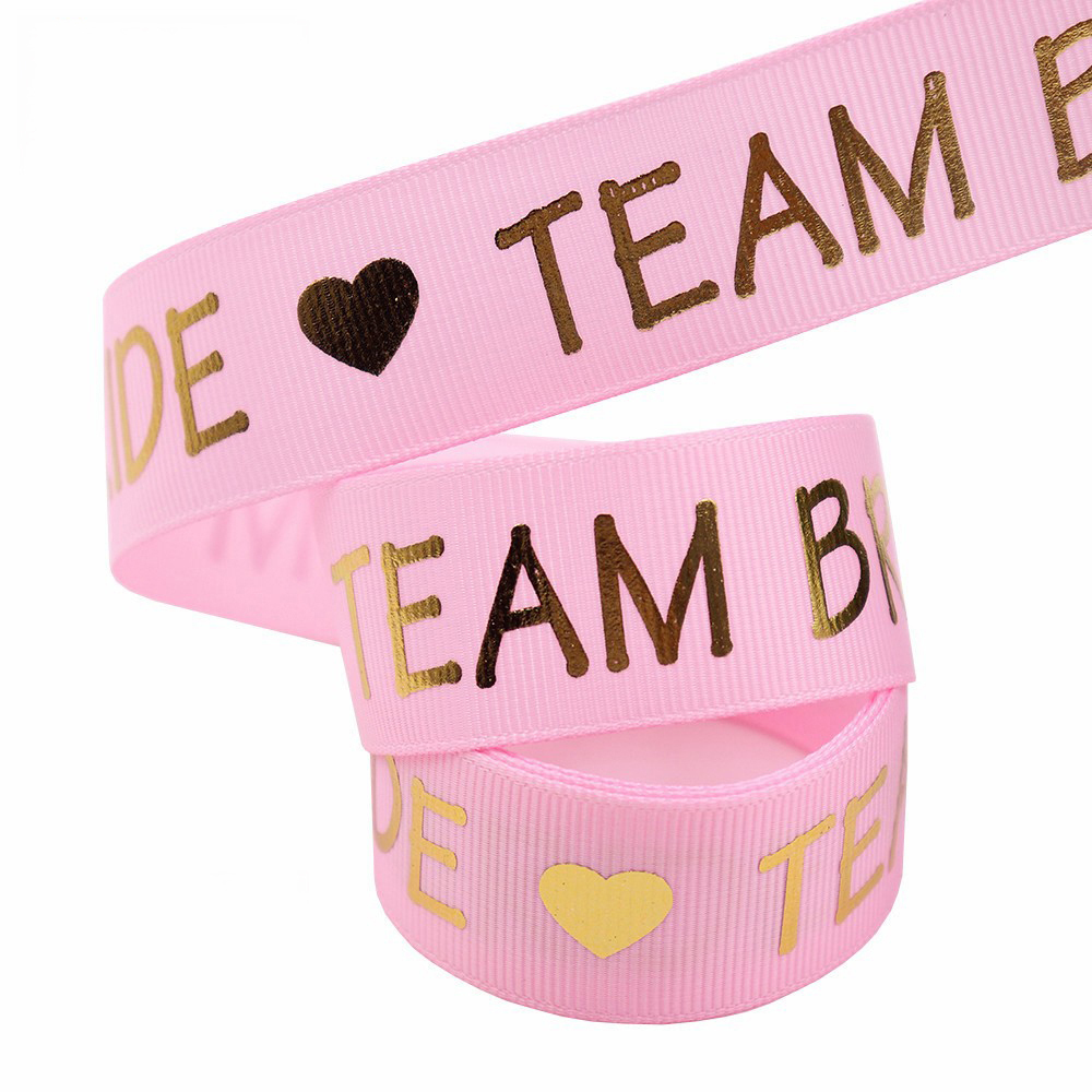 สีชมพูอ่อน-"TEAM BRIDE" ข้อความ-2.5ซม.*10หลา