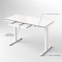 Bureau électrique moderne en métal avec tiroir rotatif, hauteur réglable pour poste de travail assis-debout à domicile ou au bureau