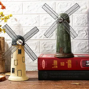 Hot Sale Vintage Resin Holland Windmill Ornaments Polyresin Antique Windmill Model Display Collectible Statues