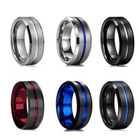 Modischer Trendiger 6-Farbiger Edelstahlring 8mm Breite Blanko-Ring Beliebter Günstiger Ring in Vollgröße für Herren