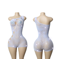 W.E. Tenue de danse de performance multicolore en strass pour adultes, femmes, danseuses de scène, Spandex/Nylon