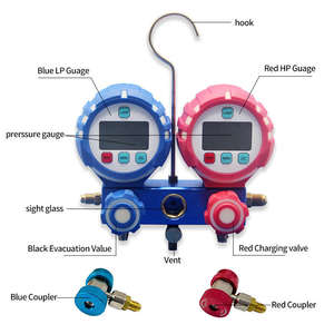 एचवीएसी के लिए पीतल का डिजिटल गुना गेज, उच्च निम्न दबाव गेज के साथ एसी प्रशीतन दबाव परीक्षण - Product Image 3