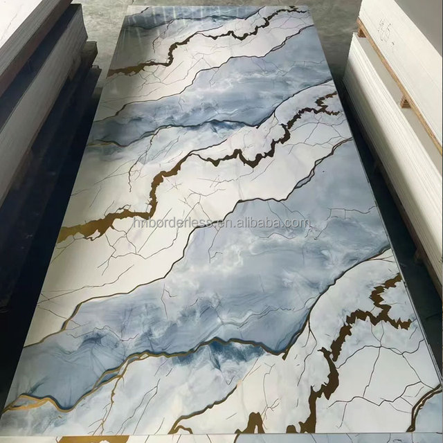 PET 1220*2440mm*3mm Interior Decoration Artificial UV Marble Wall Panel Board High Glossy PVC Plastic Sheet for Background Home