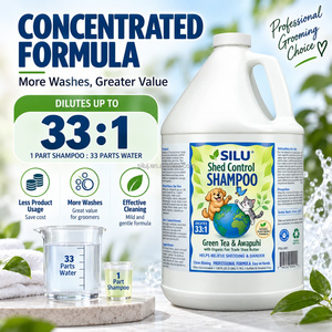 แชมพูสัตว์เลี้ยงสูตรเข้มข้น SILU Professional Shed Control ขนาด 1 แกลลอน สำหรับสุนัขและแมว กลิ่นชาเขียวและอะวาปูฮี รับผลิตแบบ OEM แบรนด์ส่วนตัว - Product Image 4