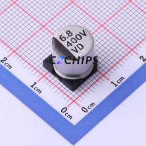 VD6.8UF400V90RV0097ตัวเก็บประจุอลูมิเนียมอิเล็กโตรไลต์ SMD D10xL10.5mm 6.8uF 20% 400V 45mA-120kHz - Product Image 1