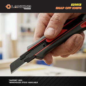 LANDING 521013 Professional 9mm Snap off <b>Knife</b> with SK2 Blackened <b>Blade</b> and ABS TPR Grip for DIY <b>Crafting</b> and Cutting - Product Image 3