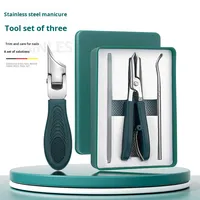 Ensemble de 3 coupe-ongles pour pédicure, surface inclinée en forme d'aigle, manche long, bouche large, anti-éclaboussures, haute précision, boîte