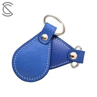 Porte-clés en cuir NFC F08 13,56 MHz personnalisé en gros, étiquette programmable ISO 1443A RFID, carte de visite étanche