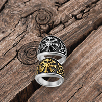 Anneau Viking en acier inoxydable plaqué or de qualité supérieure pour homme, style rétro nordique, boussole Viking, anneaux d'anniversaire