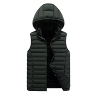 Veste matelassée d'hiver unisexe personnalisée sans manches à capuche, 100 % nylon, imperméable et coupe-vent, vente en gros d'usine