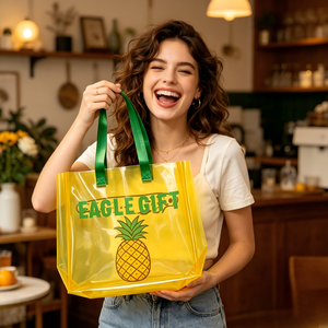 Custom Logo Clear PVC Laser Holographic Bag Hologram Handle Bag Waterproof Pvc Iridescent Shopping Bag - Product Image 4