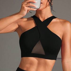 Nuevo <span class=keywords><strong>Chaleco</strong></span> Deportivo de Yoga FLYWAY 2025 para <span class=keywords><strong>Mujer</strong></span>, Cuello en V, Ajuste Ceñido, Transpirable, con Malla y Diseño <span class=keywords><strong>Cruzado</strong></span>, Sin Mangas, Parte Delantera de Nailon Súper Suave - Product Image 1