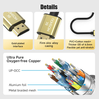 Câble Micro HDMI vers HDMI compatible 2.1 3D 8k 1080P, adaptateur de câble haute vitesse pour GoPro Hero 7 6 5 Sony A6000 Nikon Canon Camera