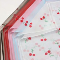 Papier artisanal coréen Han-su écologique, recyclable, épais, imprimé cerises, imperméable, double face, pour bouquets de fleurs DIY, cadeau