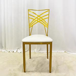 Vente en gros de luxe Empilable Fer Or Crossback Chaise Mariage pour réception d'événement - Product Image 2