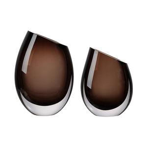 Décoration de table pour la maison, couleur ambre, grande et petite, une paire, urnes de luxe, vases en verre transparent hauts pour centres de table - Product Image 6