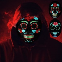 Masque LED Jour des Morts pour Adultes, Masques Lumineux pour le Visage, Costume de Fête d'Halloween pour Femmes et Hommes G25-527
