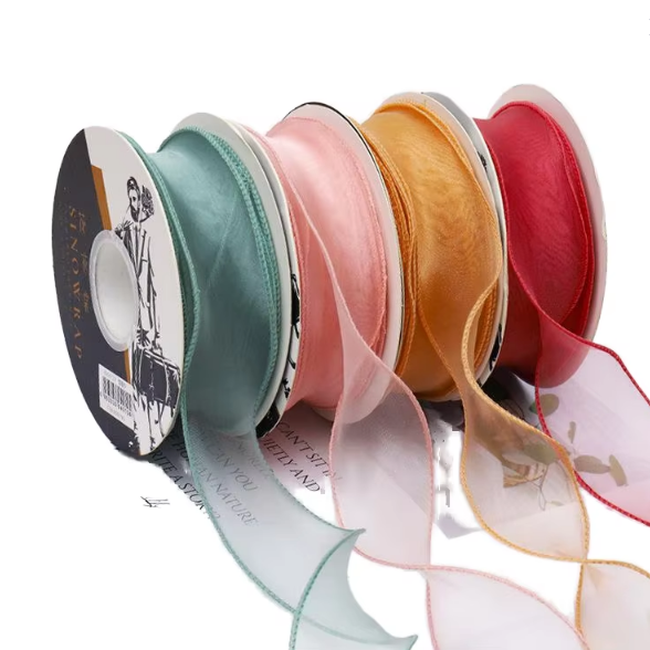 40mm Wavy Coiled Polyester Satin Ribbon Floral Fish Tail Yarn Curled Organza for Christmas Cake Handcrafted Gift Box Bow