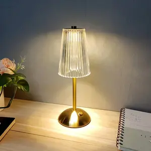 Modern European Rechargeable Touch Control Luxury Crystal LED Table Lamps For Living Room