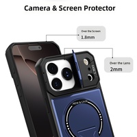 Étui de protection de luxe pour appareil photo avec chargement sans fil pour iPhone 17 Pro Max 16 15 13, coque magnétique avec support pliable et protection d'objectif rabattable
