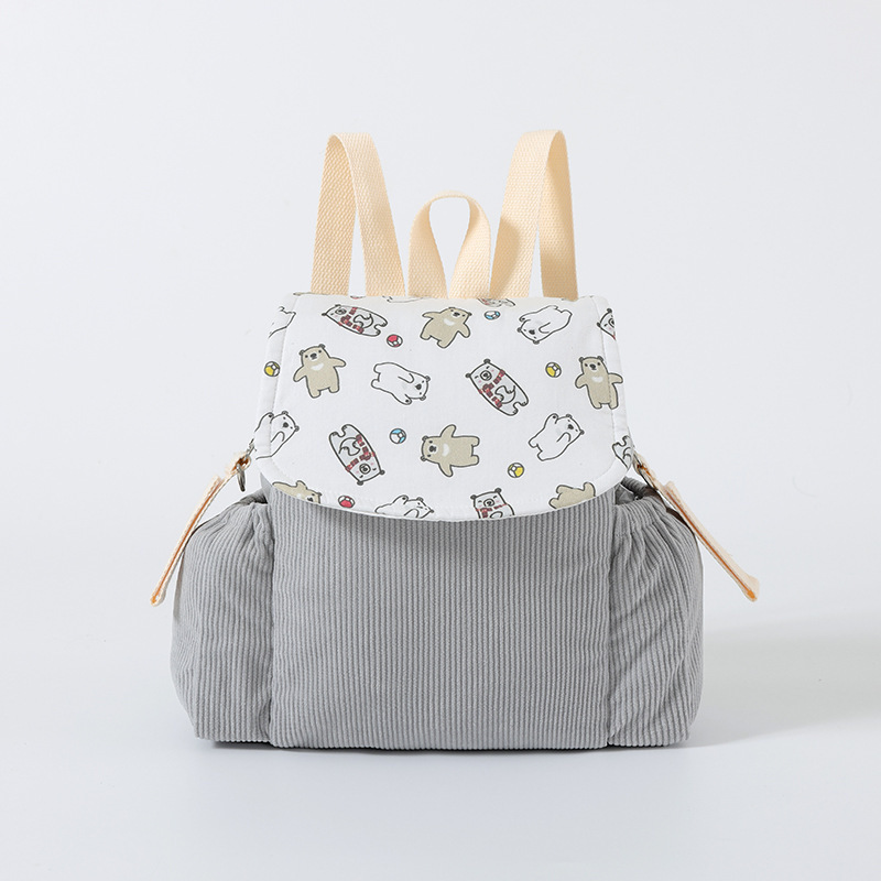 Gray-babys double-shoulder travel backpack-corduroy